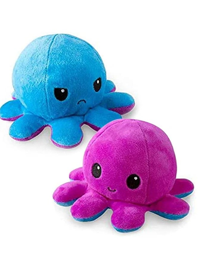 MAGIC VAULT 4 Pcs Reversible Plushie Octopus, Super hero,Double-Sided Flip Stuffed Animal Mood Plush,soft toy, Without Saying a Word, as A Gift for Kids & Adult or for Decoration (set 4)  - Image 1