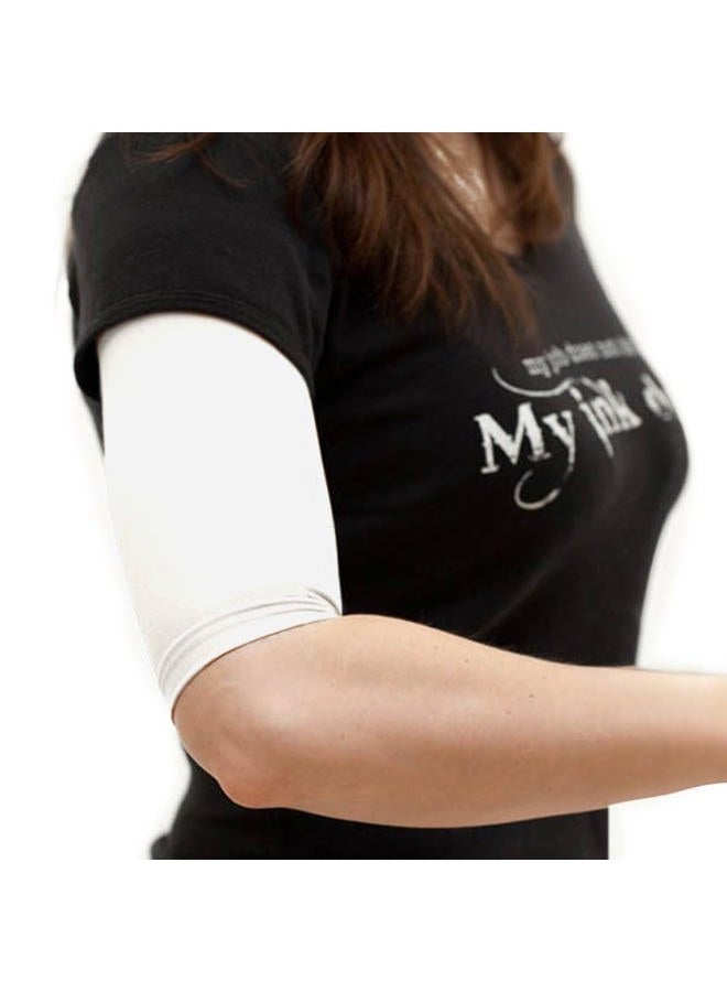 Tatjacket Tattoo Cover Up Concealer Sleeve, 2-PACK, Upper Arm or Calf coverage, UPF 50 Protection, Slip Free, for Men & Women (Unisex), SMALL, WHITE - Image 1