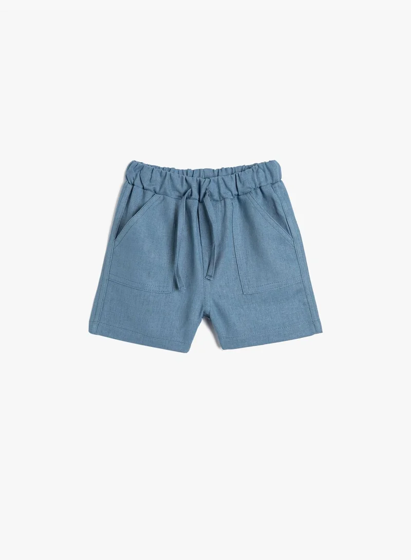 KOTON Linen Shorts Drawstring Pockets