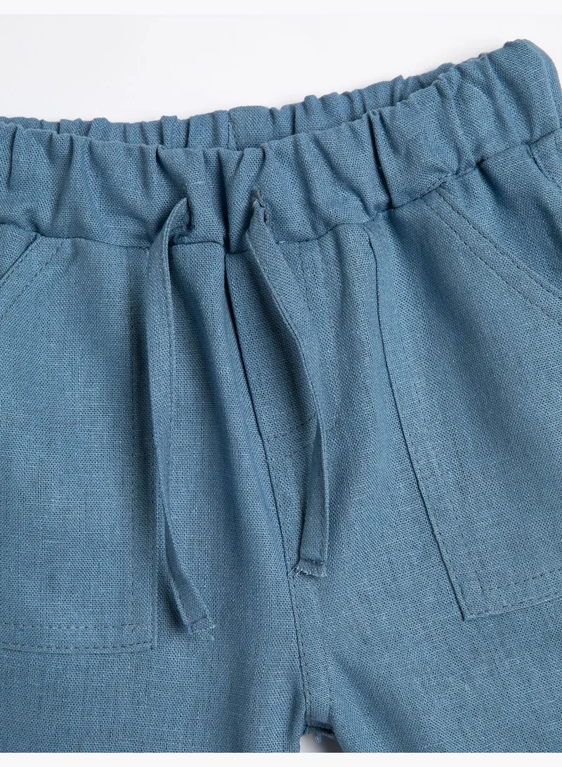 KOTON Linen Shorts Drawstring Pockets