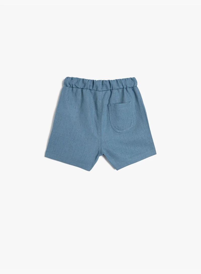 KOTON Linen Shorts Drawstring Pockets