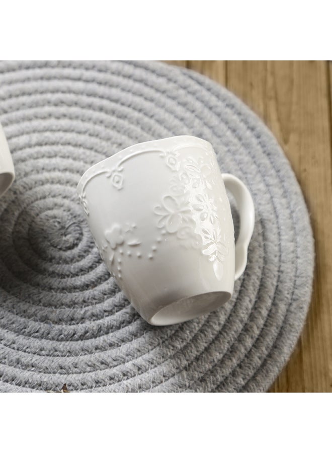 European-style Ceramic Embossed Kettle Household Microwave Large Capacity Cold Water Kettle Set Coffee Cup Pot Cool White Bottle Kettle-Color:Butterfly Mug-Capacity:201-300ml - Image 2
