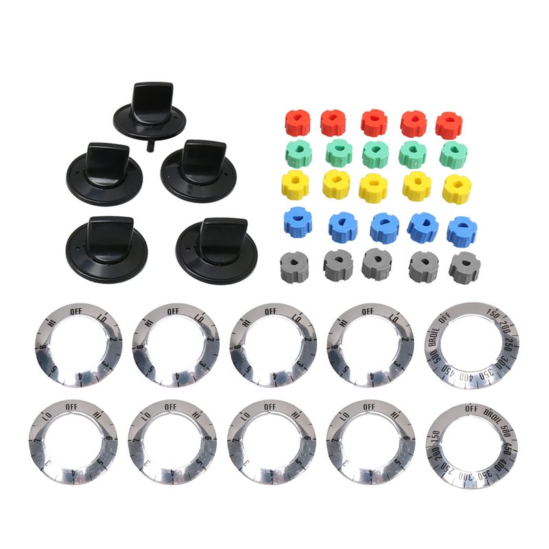 RDEXP Black Electrical Knob Kit Range Knob Replacement Knob Handle Kit for Oven/Burner Replace Pack of 5