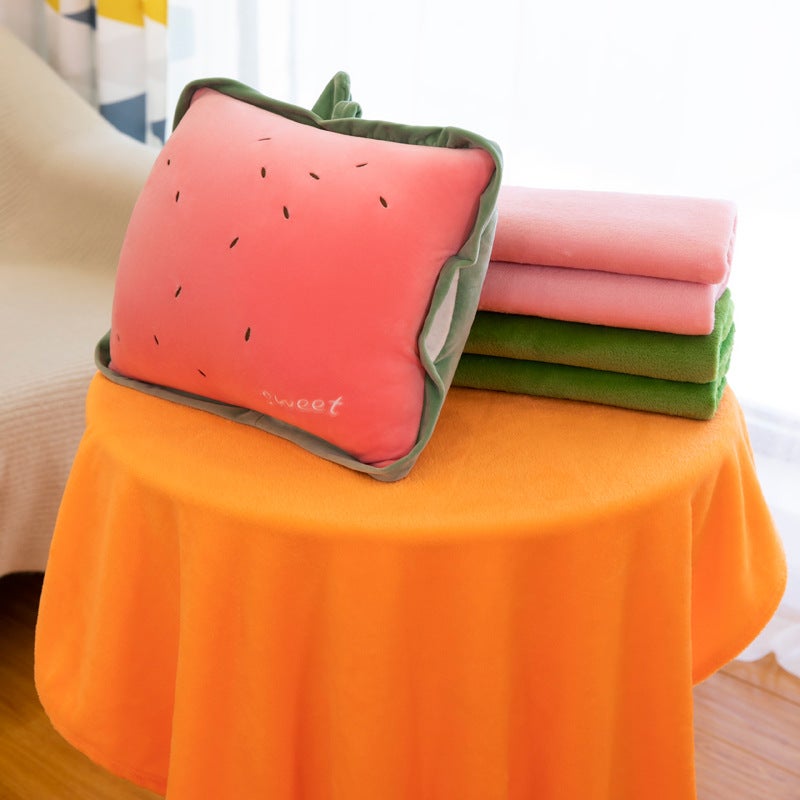Factory wholesale fruit shape plush pillow air conditioning quilt hand warm three-in-one girl gift creative pillow blanket(Kiwi, 36*40  110*160) - Image 2
