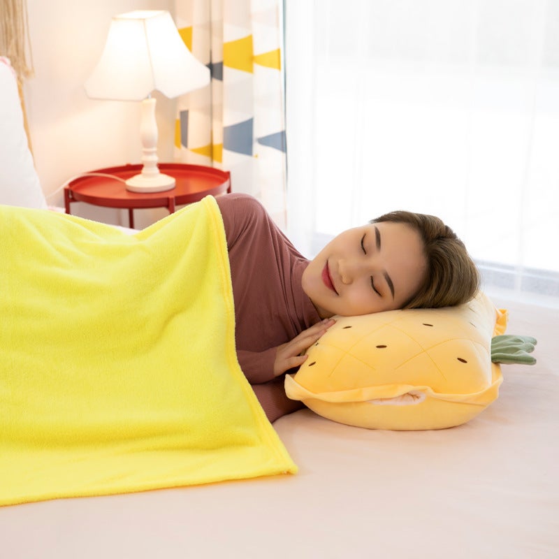 Factory wholesale fruit shape plush pillow air conditioning quilt hand warm three-in-one girl gift creative pillow blanket(Kiwi, 36*40  110*160) - Image 5