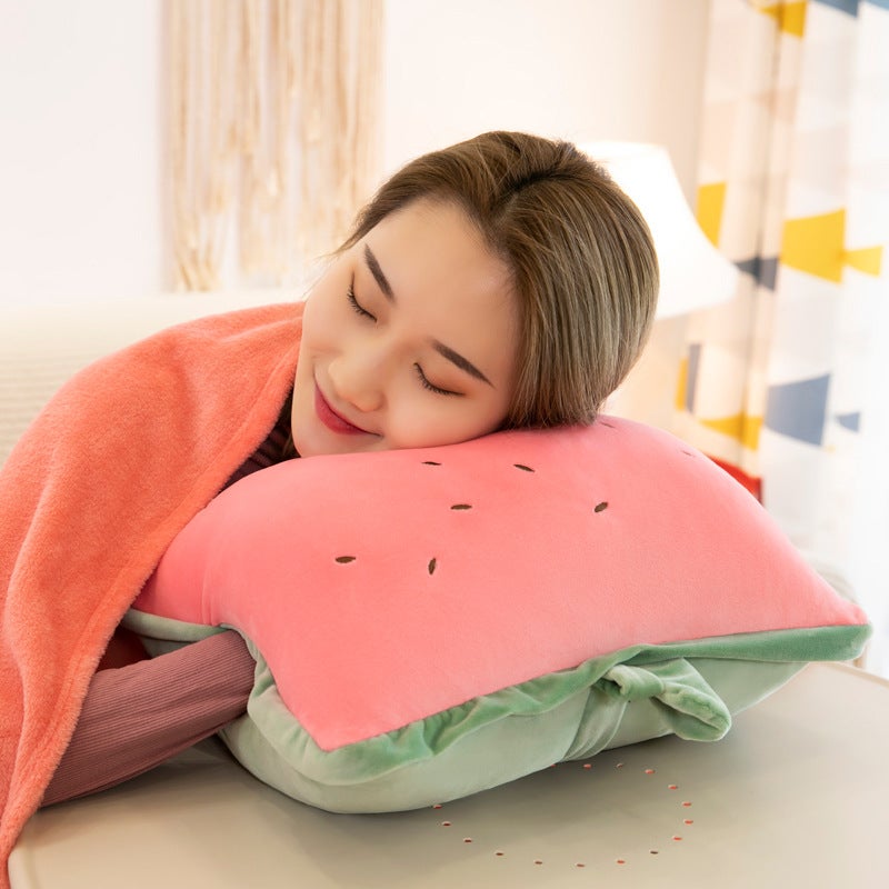 Factory wholesale fruit shape plush pillow air conditioning quilt hand warm three-in-one girl gift creative pillow blanket(Kiwi, 36*40  110*160) - Image 4