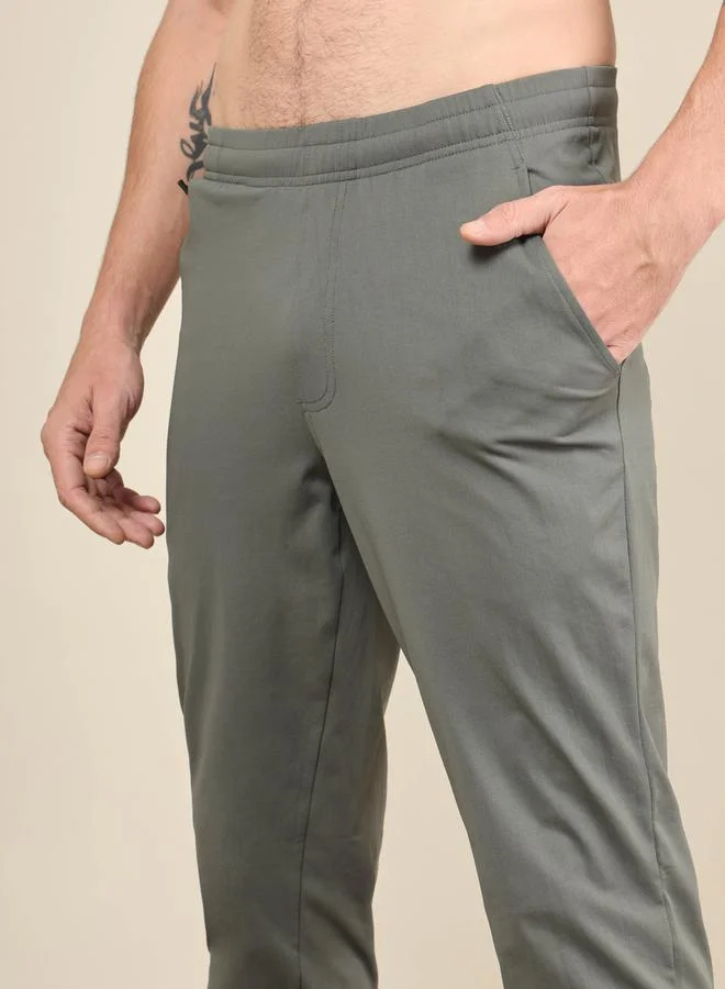 Technosport Solid Relaxed Fit Track Pants with Elasto Plus by Styli