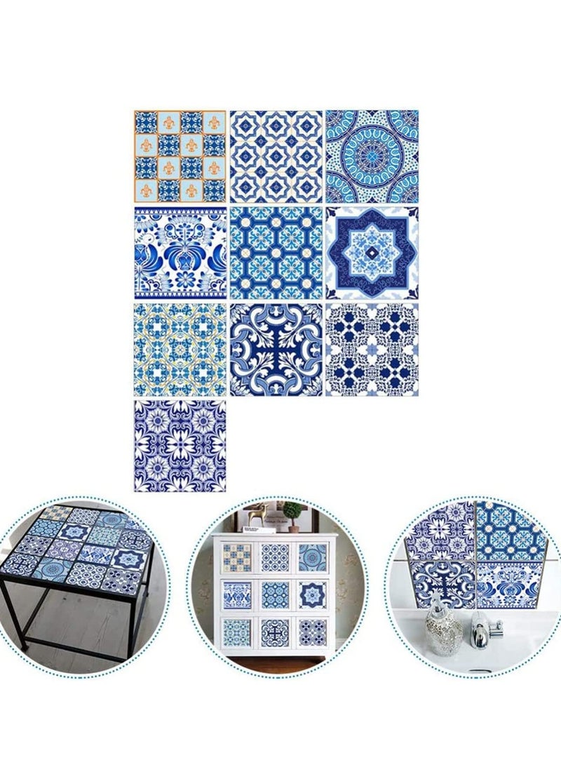 SYOSI 10pcs Adhesive Wallpaper Traditional Tile Stickers Backsplash Peel and Stick Waterproof Wall Stickers Removable Decals Kitchen Bathroom Decor - Image 2