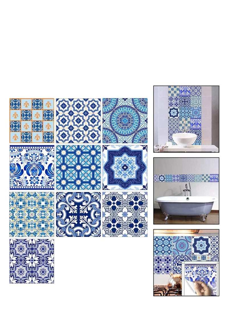 SYOSI 10pcs Adhesive Wallpaper Traditional Tile Stickers Backsplash Peel and Stick Waterproof Wall Stickers Removable Decals Kitchen Bathroom Decor - Image 1