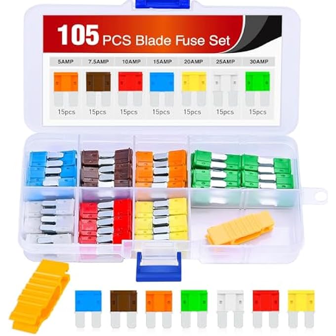 SYOSI Automotive Replacement Fuses 105Pcs Micro2 Fuse Atr Apt Car Blade Fuses Assortment Kit 5A 75A 10A 15A 20A 25A 30A Automotive Fuse With Fuse Puller For Cars Trucks Suvs Rvs - Image 1