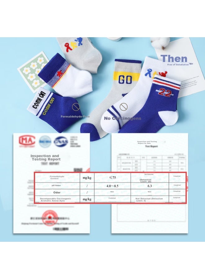 LANG SHA Langsha Children's Socks, Boys' Spring And Summer Thin Mesh Socks, Breathable Cotton Socks For Boys, Student Socks, Sports Letter Design - Image 5