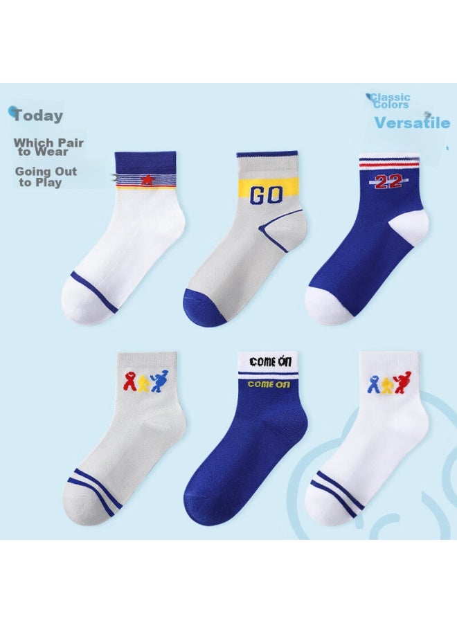 LANG SHA Langsha Children's Socks, Boys' Spring And Summer Thin Mesh Socks, Breathable Cotton Socks For Boys, Student Socks, Sports Letter Design - Image 2