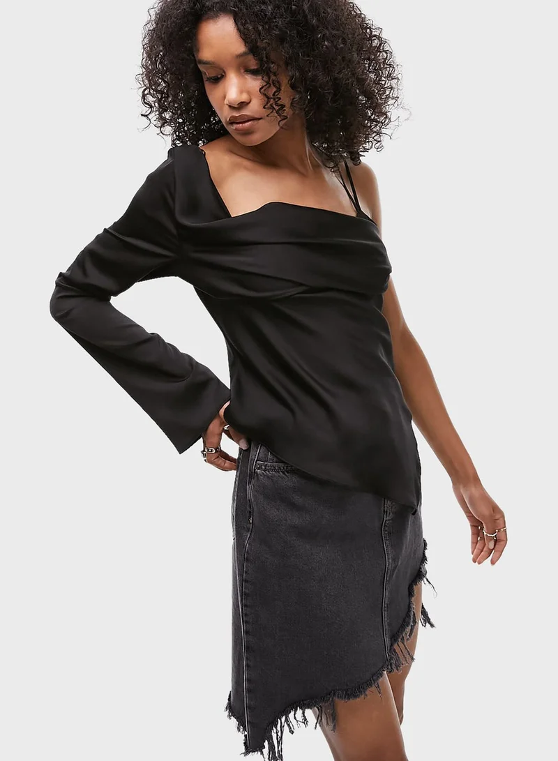 TOPSHOP Cowl Neck One Shoulder Top