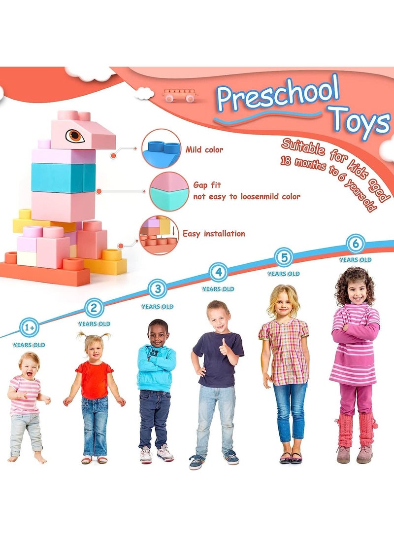 Soft Building Blocks Toys,80 Pcs Build Blocks Sensory Toys for Kids STEM Educational Sets Learning&Development Toys Stacking Block Kit Educational Infant Blocks for Toddlers Baby 1-5 Years Old  - Image 2