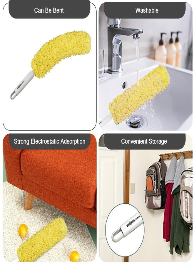 EHOMGUI Microfiber Duster, Feather Duster, Dusters for Cleaning, Washable and Reusable Duster with Replaceable Head, Microfiber Hand Duster for Cleaning Cobweb, Blinds, Furniture, Cars-Yellow - Image 5