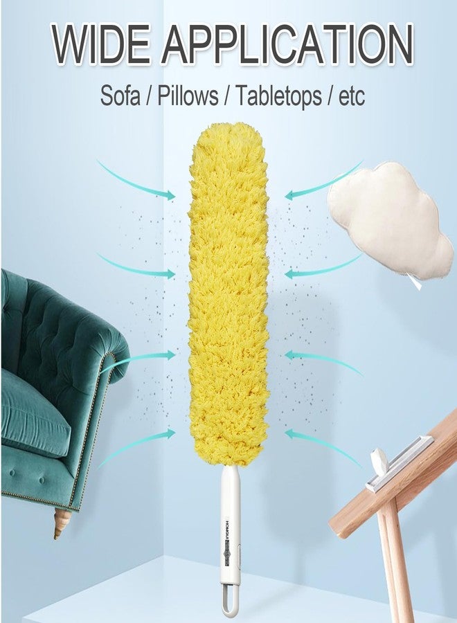 EHOMGUI Microfiber Duster, Feather Duster, Dusters for Cleaning, Washable and Reusable Duster with Replaceable Head, Microfiber Hand Duster for Cleaning Cobweb, Blinds, Furniture, Cars-Yellow - Image 3