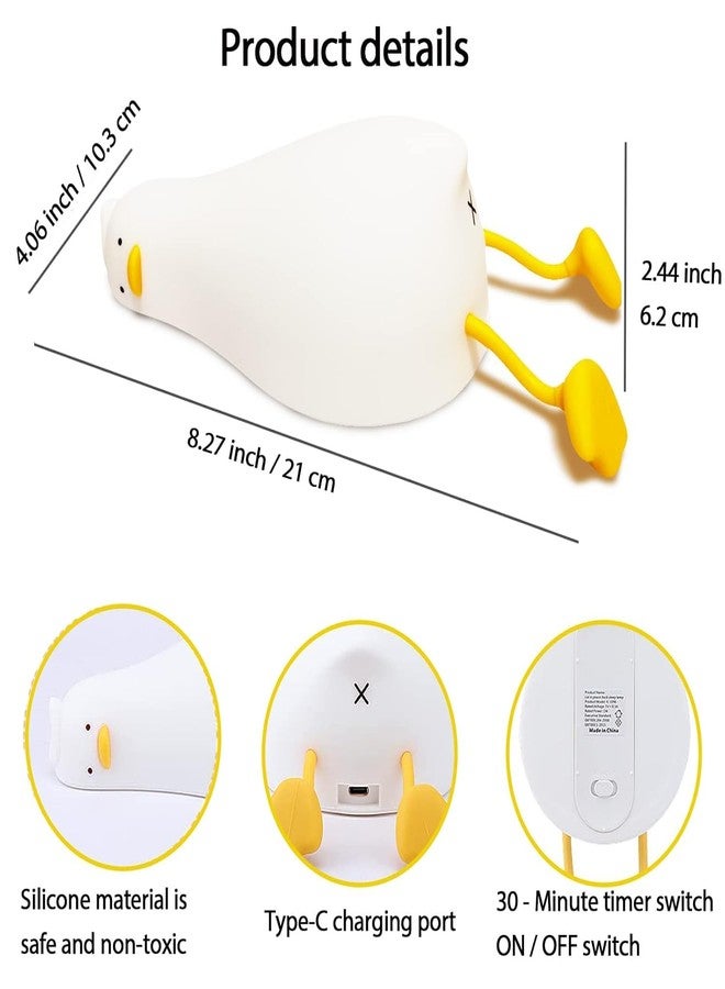 مصباح ليلي للأطفال من دارفيس، مصنوع من السيليكون على شكل بطة، قابل لإعادة الشحن، مصباح لطيف بثلاثة مستويات سطوع، مثالي لغرف النوم، غرف الأطفال، ومكاتب الدراسة، مصباح ليلي مزخرف لعيد ديوالي وعيد الميلاد - Image 2