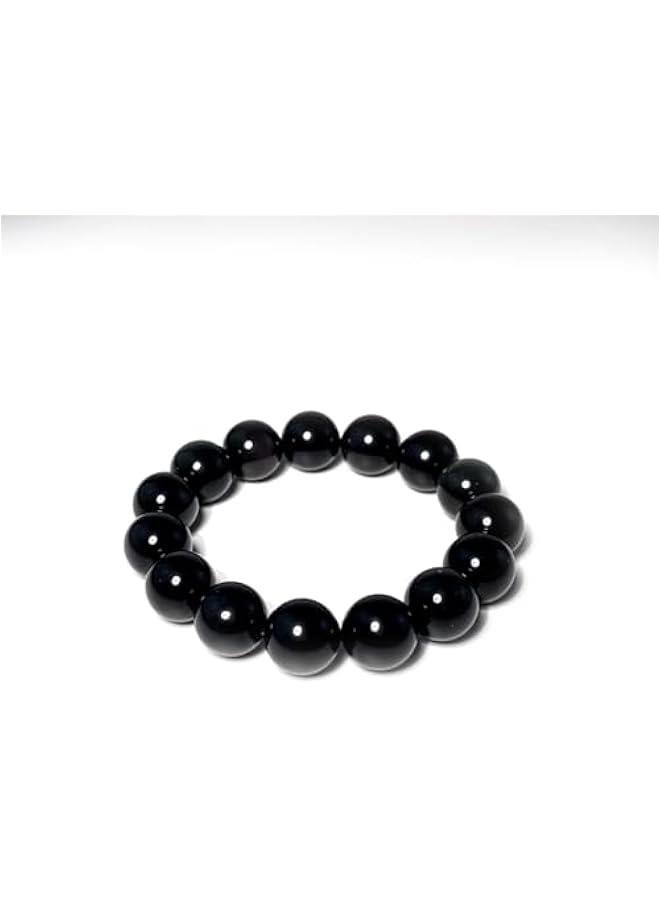Arabest Natural obsidian crystal bracelet,Tigers eye black obsidian 10/12/13mm beads bracelet for men and women, Jewelry Healing elasticized Bracelets Bring Luck and happyness Prosperity.Mom/Dad/Wife/Employee gift - Image 4