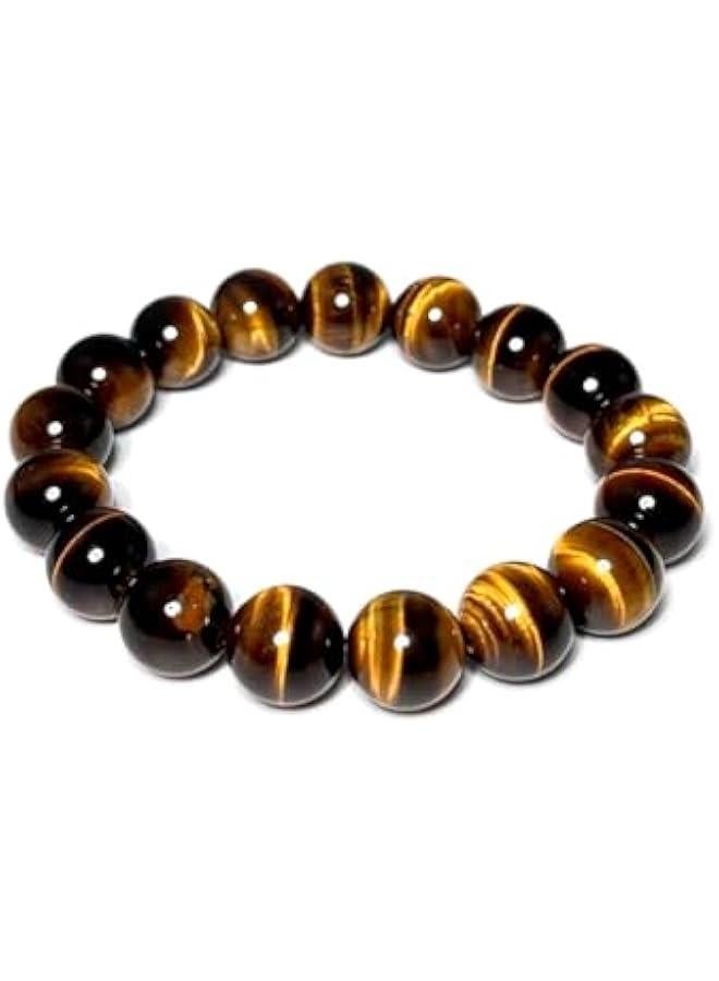 Arabest Natural obsidian crystal bracelet,Tigers eye black obsidian 10/12/13mm beads bracelet for men and women, Jewelry Healing elasticized Bracelets Bring Luck and happyness Prosperity.Mom/Dad/Wife/Employee gift - Image 5