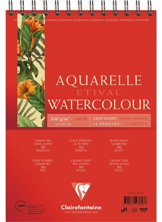 Clairefontaine - Painting Book Etival Watercolor Watercolor A4 300Gr 30 Pages 93618 - Image 1