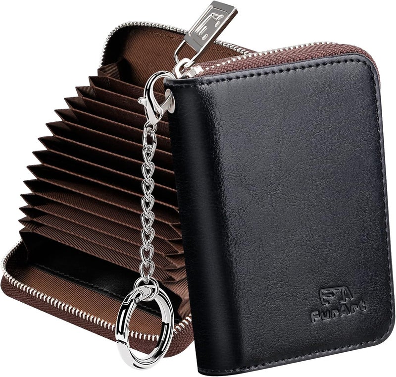 FurArt Zipper Wallet Women, RFID Blocking Credit Card Wallet, Business Card Holder, Compact Size KeyChain Wallet - Image 1