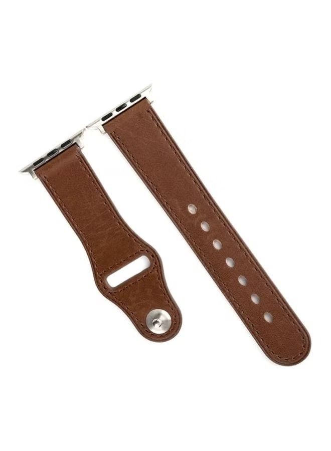 حزام جلدي بديل لساعة Apple Watch Series 1/2/3/4 باللون البني - Image 2