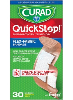 CURAD Curad Quickstop Instant Clotting Technology Flex-Fabric Bandages, Assorted Size, 30 Count  - Image 2