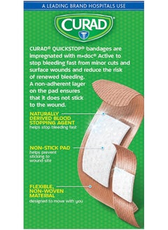 CURAD Curad Quickstop Instant Clotting Technology Flex-Fabric Bandages, Assorted Size, 30 Count  - Image 3