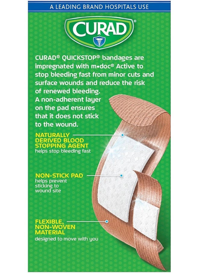 CURAD Curad Quickstop Instant Clotting Technology Flex-Fabric Bandages, Assorted Size, 30 Count  - Image 3