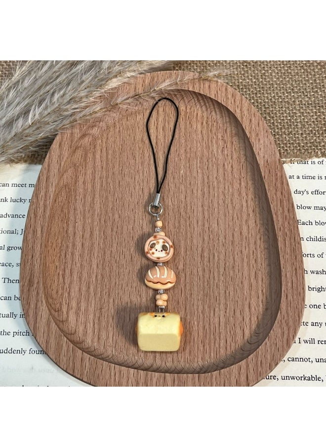 NIBEMINENT Phone Charm/ Chain Strap for Women Girls, Puppy Flower Roll Food Play Cell Phone Case Lanyard Wrist Strap 