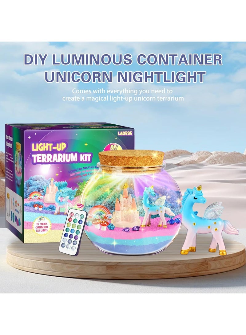 Unicorn Terrarium Kit, Light Up Terrarium Kit Kids Crafts Toys,DIY Unicorn Arts and Crafts for Kids Ages 4 5 6 7 8-12 Years Old, Unicorn Present for Boys Girls, Ideal Birthday Gifts - Image 2