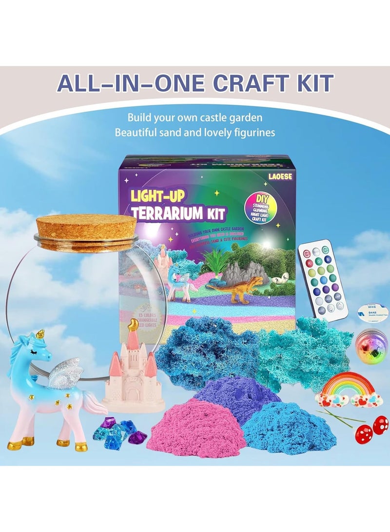 Unicorn Terrarium Kit, Light Up Terrarium Kit Kids Crafts Toys,DIY Unicorn Arts and Crafts for Kids Ages 4 5 6 7 8-12 Years Old, Unicorn Present for Boys Girls, Ideal Birthday Gifts - Image 3