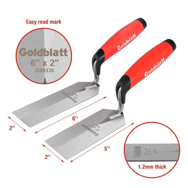 Goldblatt Industries Margin Trowel set, 6"X2" & 5"X2", Professional Masonry Flooring Tool for Concrete, Cement, Tile - Image 2