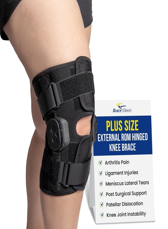 براس دايركت دعامة الركبة المفصلية الخارجية من Brace Direct Plus Size - مثبت الركبة لمرضى السمنة المفرطة لعلاج إصابات الأربطة والتهاب المفاصل وتسكين الألم، مقاس 5XL (الفخذ 26-28 بوصة/الساق 22-24 بوصة) L1832، L1833 - Image 1