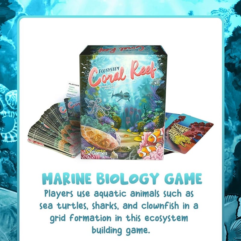 Genius Games Ecosystem: Coral Reef - A Mensa Recommended Family Card Game About Aquatic Animals, Their Habitats & Food Chain A Light Educational Marine Biology Board Game for Kids and Families - Image 4
