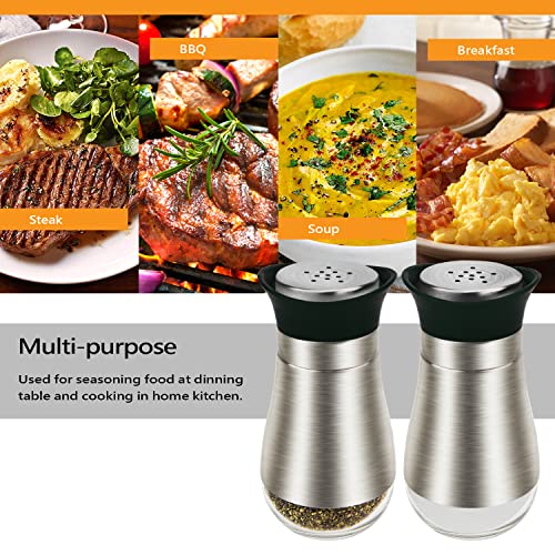 Evelyne Salt Pepper Seasoning Glass Shaker with Stainless Steel Cover 2 pcs Pack Set (Black) - Image 2