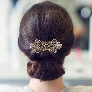 FRCOLOR 4pcs Retro French Hair Barrettes Retro Vintage Bronze Hair Clips Bobby Pins Bridal Wedding Hair Pins Jewelry Accessory for Women or Girls Style 1 - Image 3