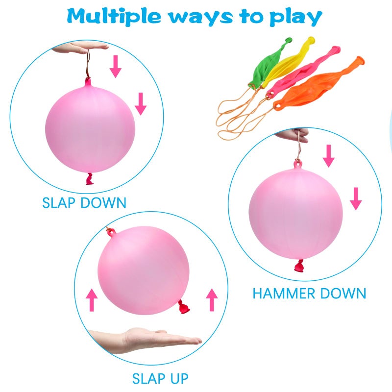 RUBFAC 36Pcs Punch Balloons, Heavy Duty Party Favors For Kids, Punching Balloons Bouncy Balls with Rubber Band Handle for Birthday Party, Goodie Bag, Stocking Stuffers for Kids - Image 4