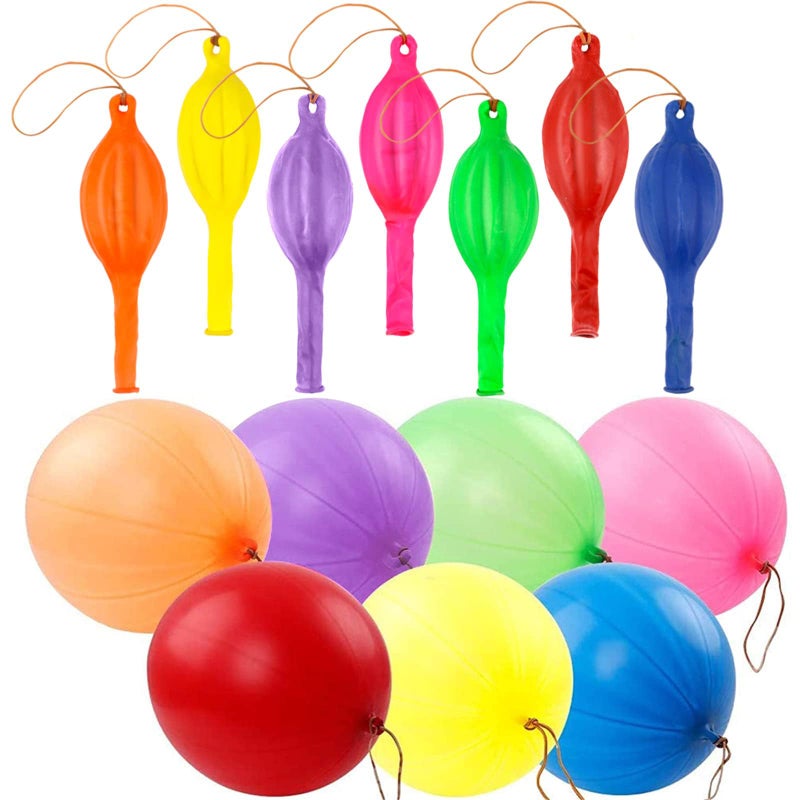RUBFAC 36Pcs Punch Balloons, Heavy Duty Party Favors For Kids, Punching Balloons Bouncy Balls with Rubber Band Handle for Birthday Party, Goodie Bag, Stocking Stuffers for Kids - Image 1