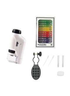 EzzySo 19 in 1 Mini Pocket Microscope Kit 60 To120x Portable Laboratory Microscope With LED Light For Kids Science Experiment Utensils with 12 Color specimens 1 Mobile phone holder 6 Experimental tools  - Image 1