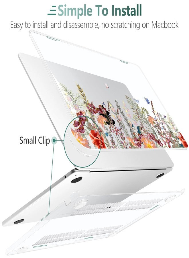 DONGKE Compatible with M4 MacBook Air 15 inch Case 2025 2024 2023 A3241 A3114 A2941 M3 M2 Liquid Retina Display Touch ID, Plastic Hard Case & Keyboard Skin & Screen Protector - Floral Illustration - Image 3