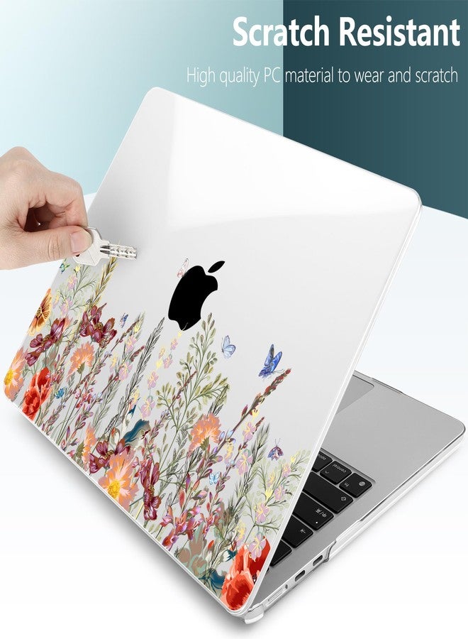DONGKE Compatible with M4 MacBook Air 15 inch Case 2025 2024 2023 A3241 A3114 A2941 M3 M2 Liquid Retina Display Touch ID, Plastic Hard Case & Keyboard Skin & Screen Protector - Floral Illustration - Image 4