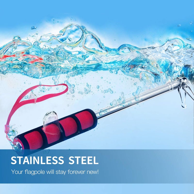 Anley عمود علم يدوي قابل للتمديد بطول 5 أقدام، عصا محمولة مع مشابك - خفيف الوزن وقابل للتمديد من الفولاذ المقاوم للصدأ مع قبضة مضادة للانزلاق - عمود علم قابل للطي للمرشدين السياحيين ومؤشر للمعلمين - Image 5