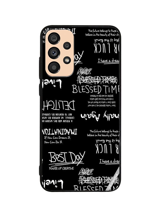 VR CREATIVE غطاء حماية لجهاز سامسونج جالاكسي A53 5G بتصميم أسود مع خطوط وزخارف متعددة الألوان - Image 1