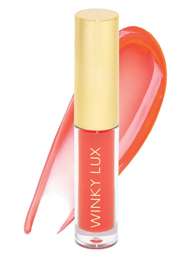 Winky Lux Barely There Sheer Tinted Lip Oil, Hydrating Lip Gloss Tint, Tinted Coral Glossy Lip Balm, Juicy Non Sticky Lip Gloss, Orange Lip Oil & Lip Tint with Jojoba Oil, Flush - Image 1