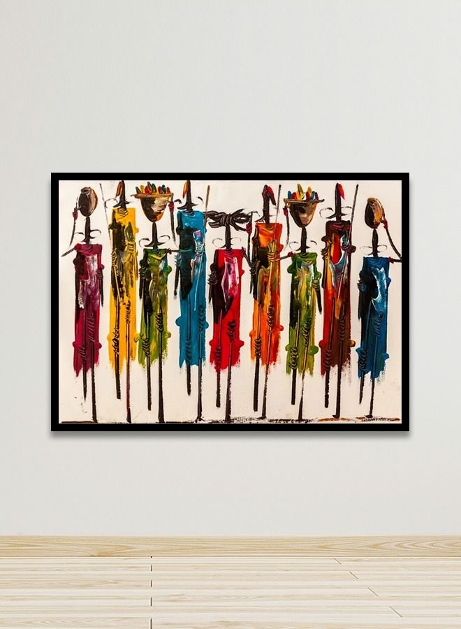 ماركتنا لوحة جدارية قماشية فنية لتزيين الحائط بتصميم تجريدي مع برواز اسود مجوف مقاس (120x80) قطعة واحدة - Image 1