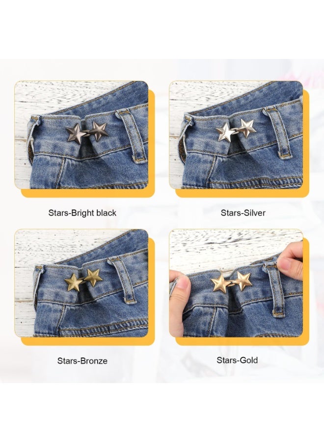 4 Sets Stars Jean Buttons, No Sewing Required Removable Metal Jeans Buttons for Loose Jeans, Pant Waist Tightener, Pentagram Pants Button Tightener for Jeans Shirts Clothes - Image 4