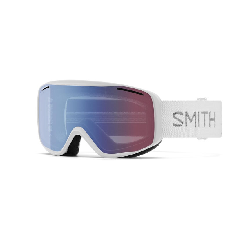 SMITH Rally Goggles with Carbonic-x Lens â€“ Performance Snowsports Goggles for Skiing & Snowboarding â€“ For Men & Women â€“ White Chunky Knit + Blue Sensor Mirror Lens - Image 1