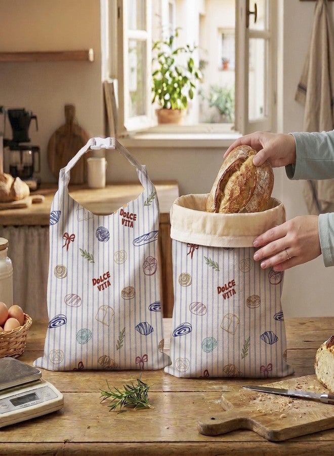 MATICAN Beeswax Bread Bags for Homemade Bread & Sourdough, 2-Pack XL Eco-Friendly Natural Cotton Food Storage Bags, 12.6 x 16.9 Inches, Riviera Patisserie Confetti - Image 2