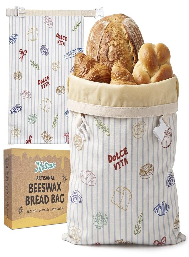MATICAN Beeswax Bread Bags for Homemade Bread & Sourdough, 2-Pack XL Eco-Friendly Natural Cotton Food Storage Bags, 12.6 x 16.9 Inches, Riviera Patisserie Confetti - Image 1
